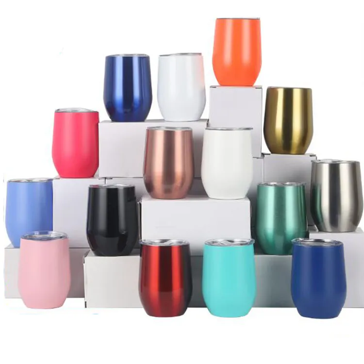 20 colori Tazza da vino da 12 once Tazza da caffè per birra con coperchio Tazza isolata sottovuoto in acciaio inossidabile 304