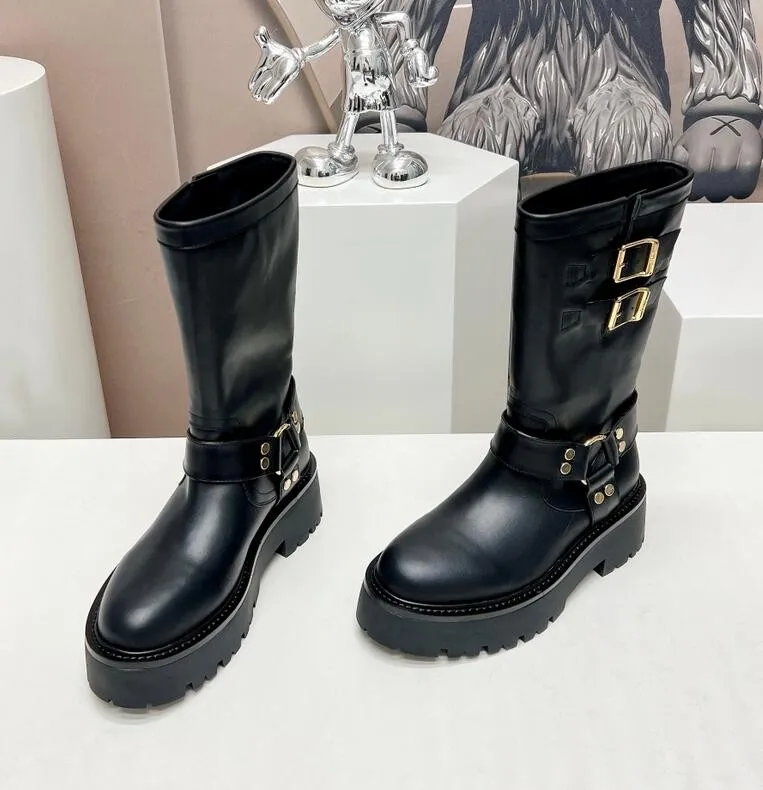Womens Low Heel Deichmann Boots With Round Head Buckle And