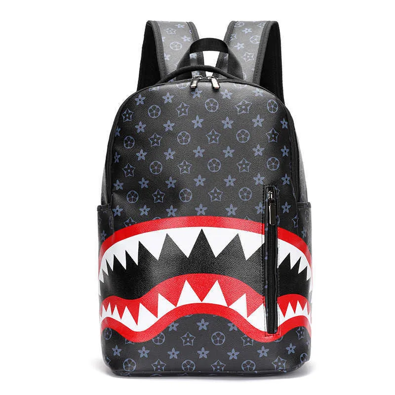 Mochila masculina Mochila estudantil para computador Moda Grande capacidade Shark Bag Street Trend Xadrez 230708