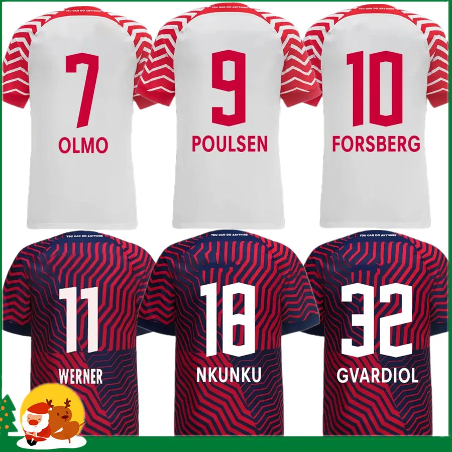 23 24 RBL Leipziges Voetbalshirts 2023 2024 POULSEN FORSBERG HEE CHAN SABITZER UPAMECANO SZOBOSZLAI KLUIVERT Heren / kinderen tenue voetbalshirt uniformen