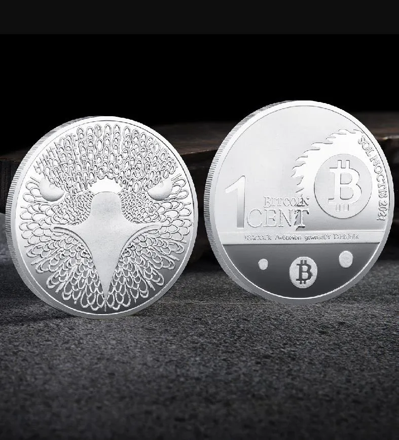 Konst och hantverk American Eagle Bitcoin 3D-präglad metall minnesmedalj, produktion av virtuella märken och andra emblem