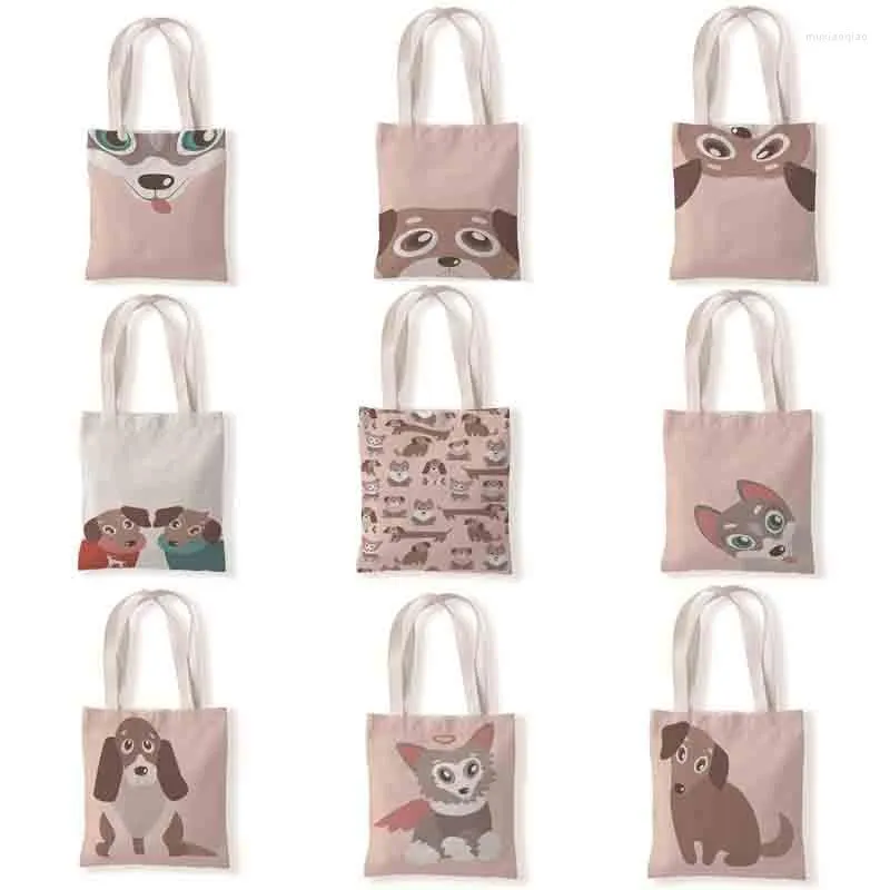 Storage Bags Dog Shopping Tote Cartoon Print Women Lady Fashion Handbags Folding Reusable Shopper