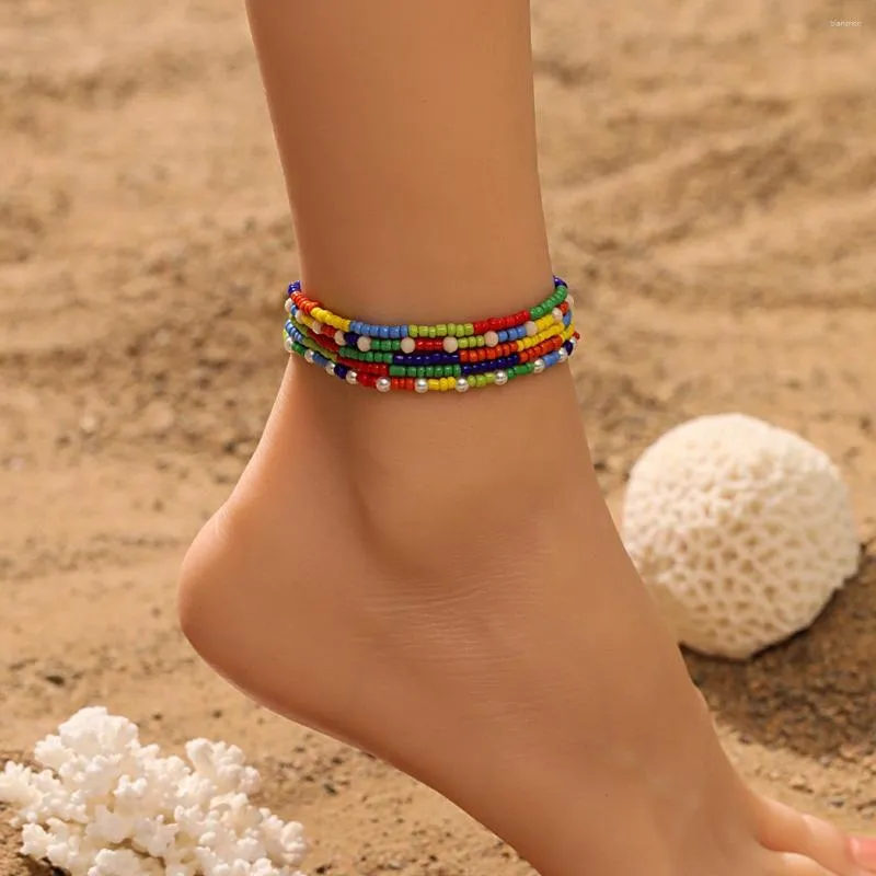 Anklets Handmade Bead For Women Acrylic Ankle Bracelet Beach Charm Foot Chain Summer Jewelry Gift Tobilleras