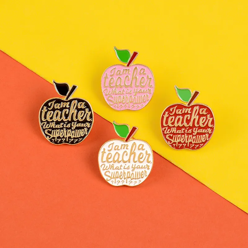 Creative Personality Teacher`s Day Brooch Gift Alloy  Paint Brooch Pin Badge Jewelry Accessories In Bulk