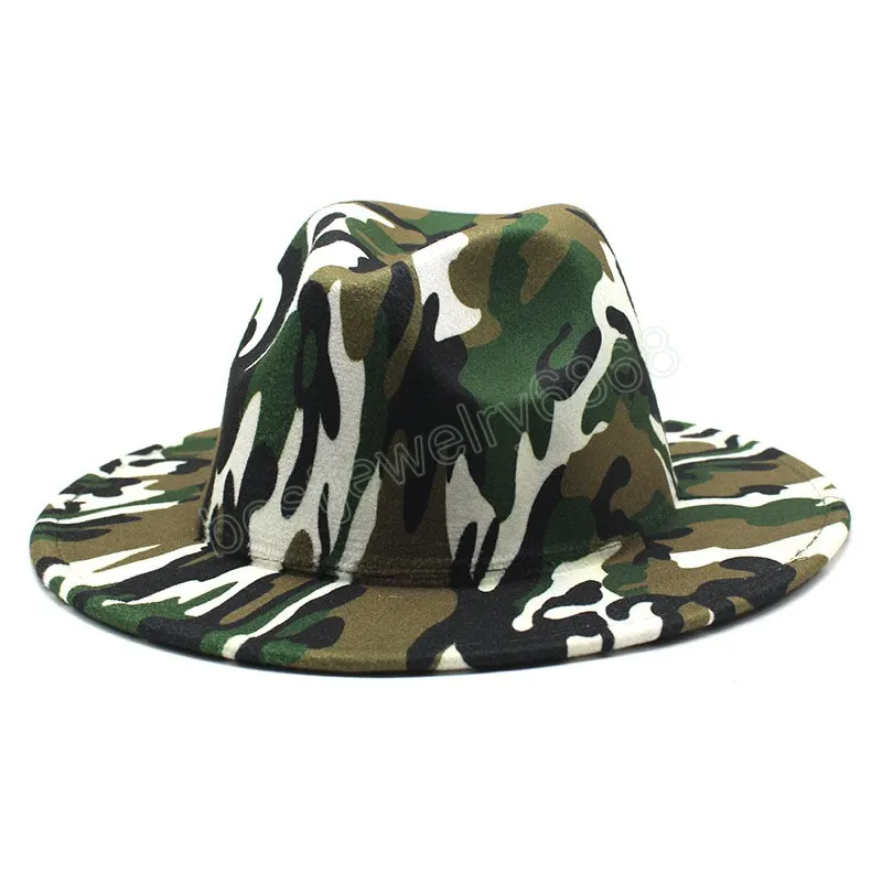 Semplice top capmen donna nuovo camouflage cappello a tesa larga moda cappello fedora a tesa piatta cappelli jazz di lana primaverili