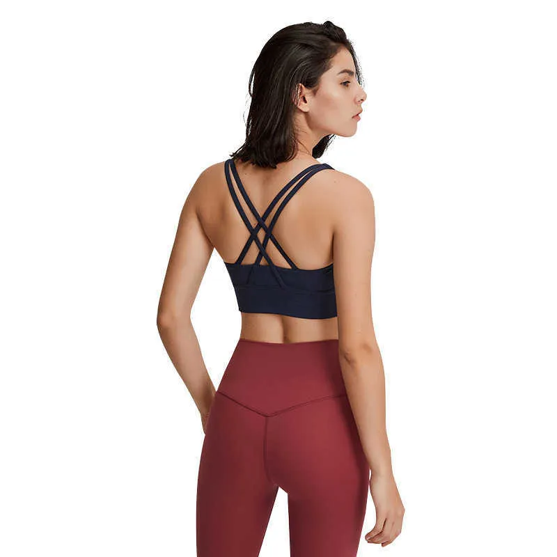 Naked Feel Lu 141 Mid Stretch Gym Longline Sports Bra Shockproof Push Up  Crop Top For Womens Yoga, Athletic Fitness, And Workout From Changbo1985,  $16.79