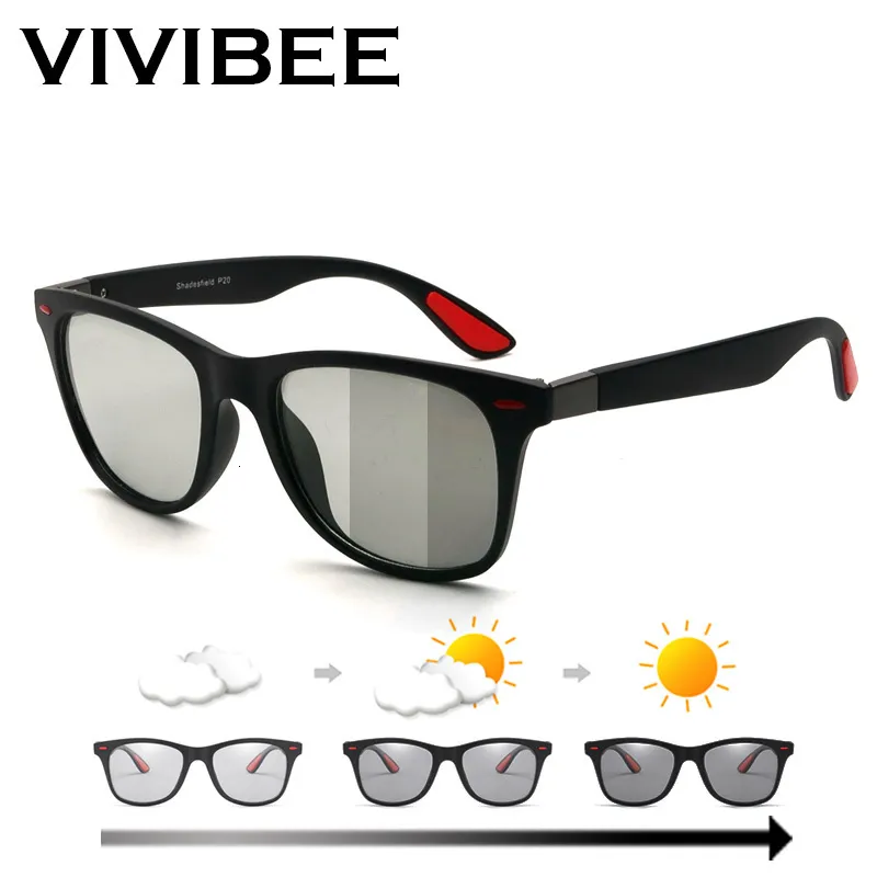 Sunglasses VIVIBEE Classic Pochromic with Polarized Men Driving Square Color Change Matte Sun Glasses Women Transition Shades 230707