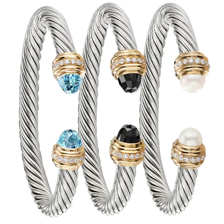 2024 Bracciale di design Dy lusso intrecciato perla testa donna moda versatile braccialetti intrecciati gioielli regali di nozze 5MM