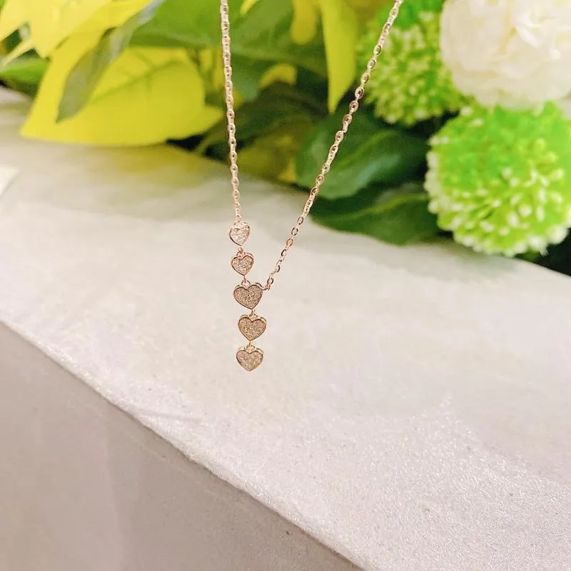 Chains Steling 925 Silver Necklace For Women Fashion Kpop Style Aggregate Hearts Fine Jewelry Perfect Present Birthday