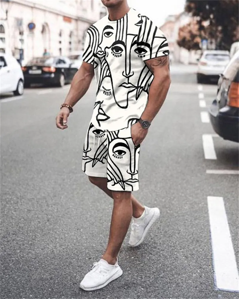 Summer Beach Coconuts Trees Printed Summer Tracksuit For Men
