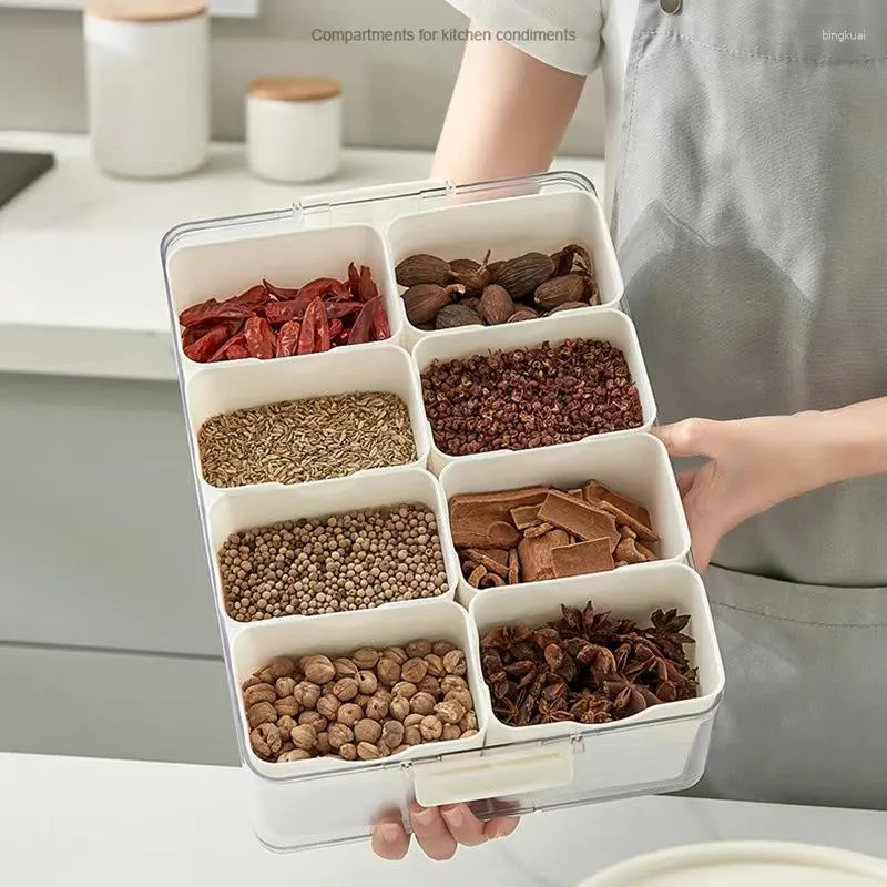 Storage Bottles Kitchen Seasoning Box Eight-section Bit Combination Pack Spice Organizer Plastic Household