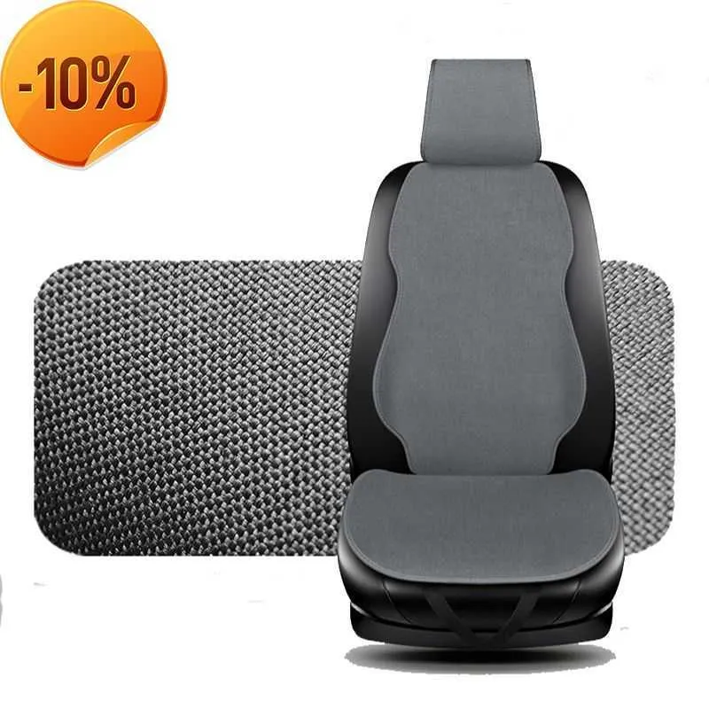 New Flax Car Seat Cover Four Seasons 의자 쿠션 보호자 매트 리넨 직물 자동차 내부 액세서리 범용 크기 안티 슬립