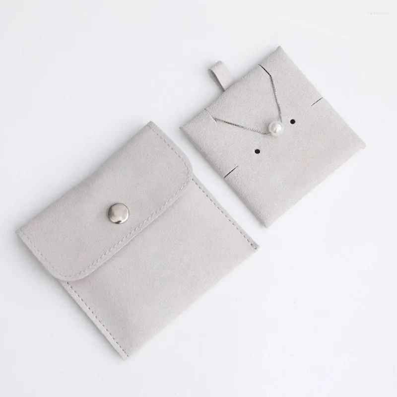 Sieraden Pouches Microfiber Gift Bag Drukknoop Verpakking Pouch Ketting Oorbellen Armband Opslag