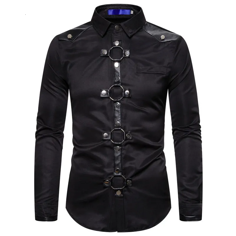 Gothic Rivet Long collar shirt mens - Medieval Renaissance Victorian Steampunk Blouse with Long Sleeves and Casual Cotton Fabric (Style 230707) Gothic Rivet Long collar shirt mens - Medieval Renaissance Victorian Steampunk Blouse with Long Sleeves and Casual Cotton Fabric (Style 230707)