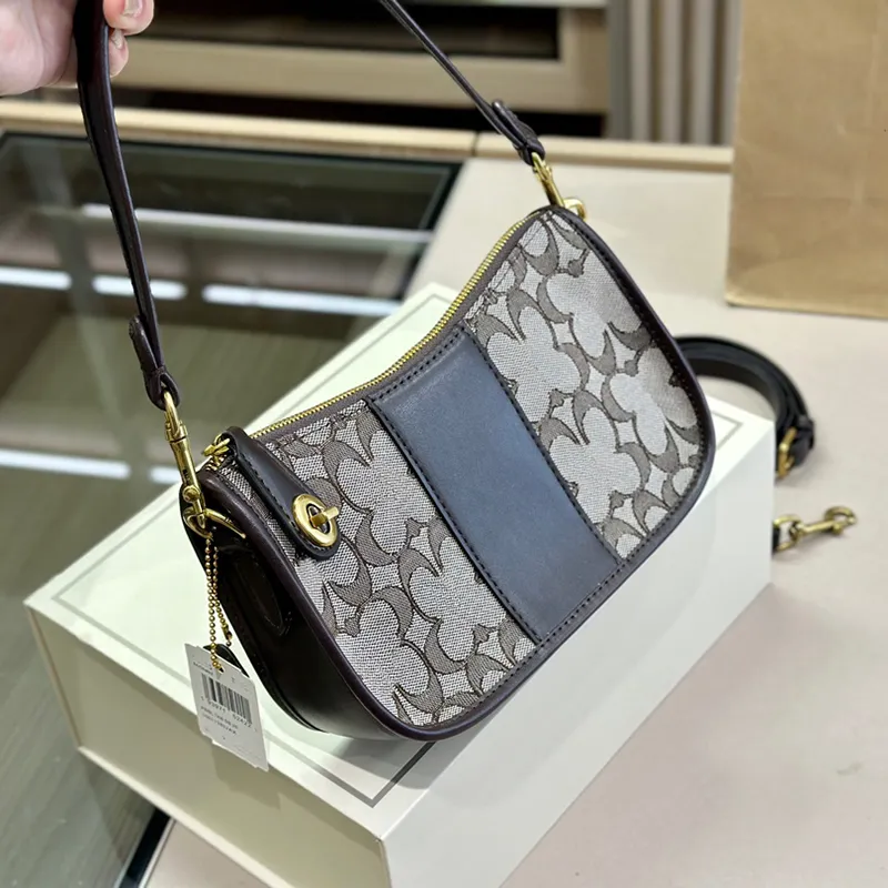 2023 Half Moon Underarm Hobos Grace Classic Designer Bags Jacquard Adjustable Belts Top Luxury Crossbody Tabby Bag Coac Shoulder Women Wallet Pursrs Size 23x14cm