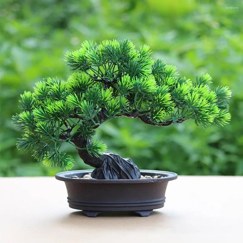 Decorative Flowers Fake Plant Living Room Artificial Bonsai Tree Chinese Style Lifelike El DIY Home Office Table Decoration Yard Potted Pine