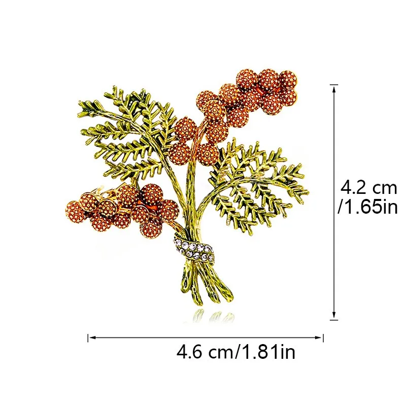 Fashion Pine Cone Branch Brooch Pins For Women Girls Luxury Gold Color Alloy Plant Corsage Clothing Accessories