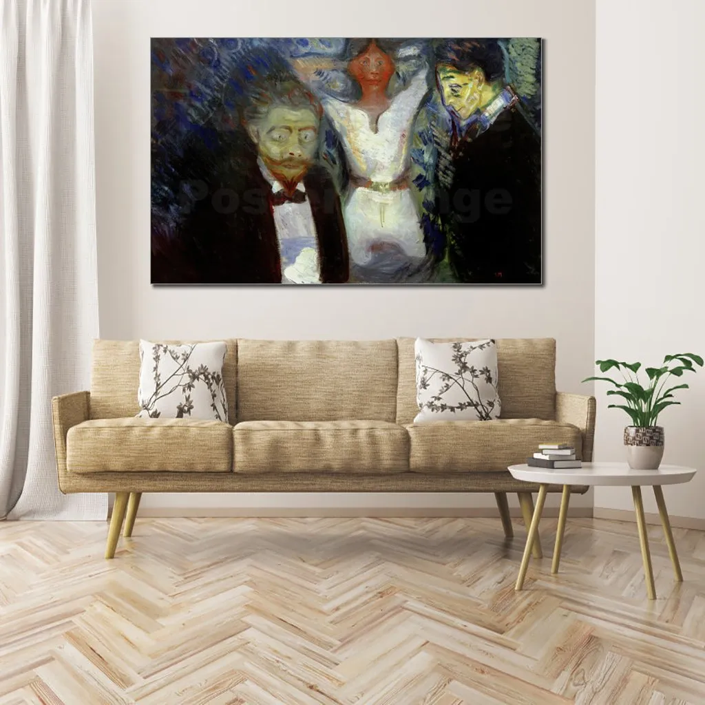 Toile figurative abstraite Art Eifersucht Edvard Munch peinture décor musical fait à la main pour salle de piano