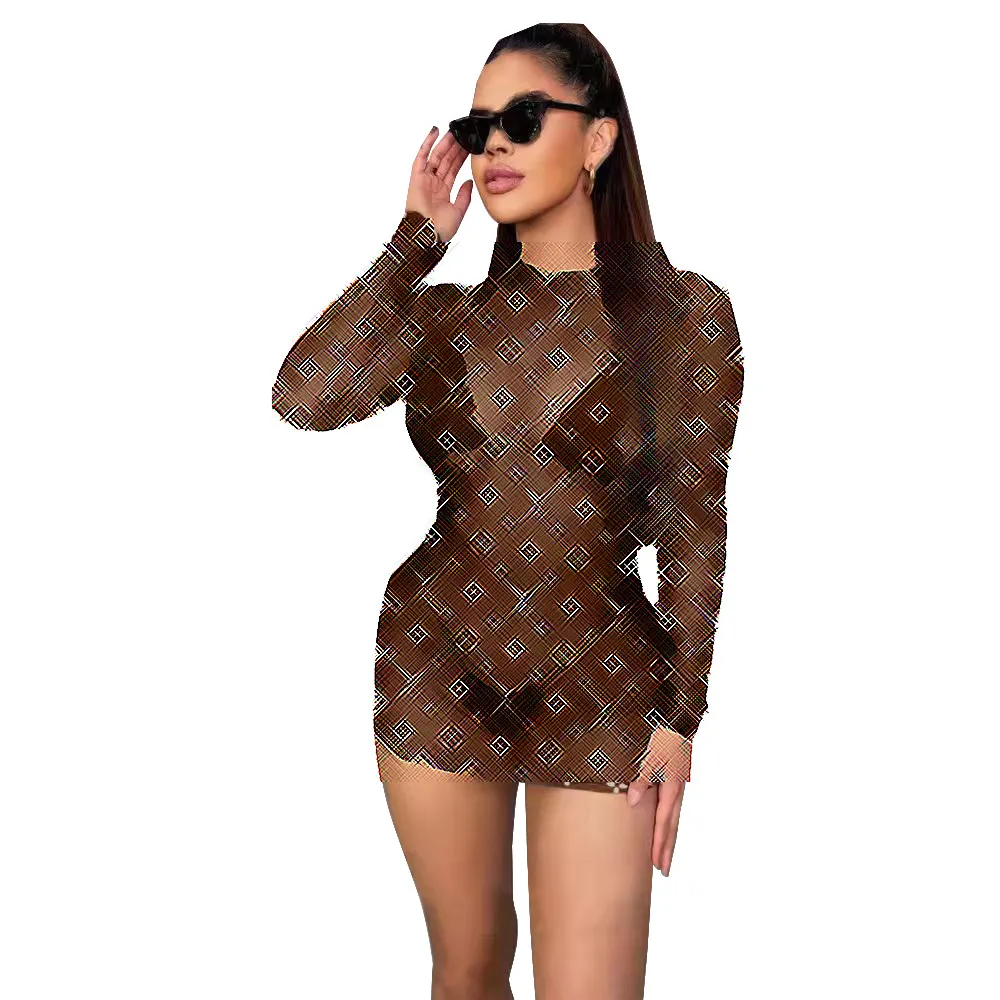 Designer Mesh Sheer Dresses Women Sexy Crew Neck Short Mini Dress Clubwear Free Ship