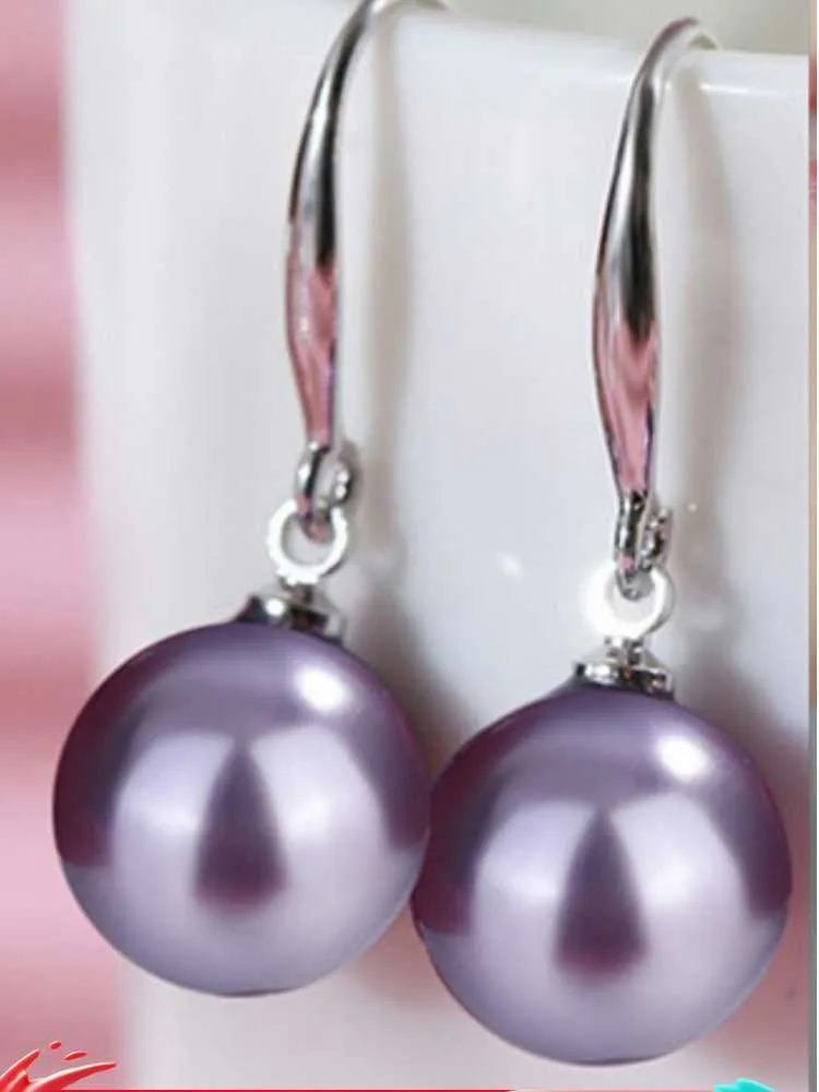 Autres accessoires de mode 925 Sterling Silver Mother's Temperament Fashion Polyvalent Violet Blanc Perle Perle Boule Ronde Boucles D'oreilles Ornements Féminins