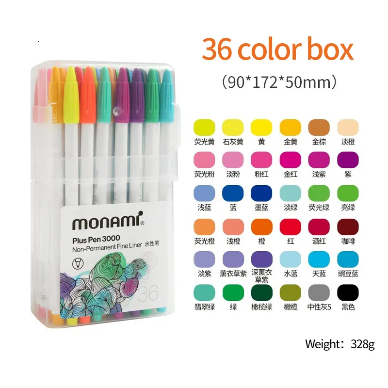 Monami Plus Pen 3000 Water-based Gel Pens Colored Hook Line Pens Gel Pen  Writing Graffiti Notes Canetas Stationery