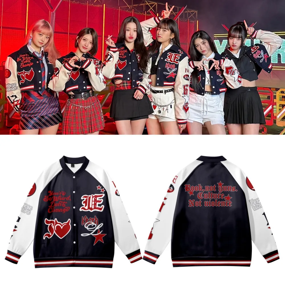 Женские куртки Kpop Ive Kitch Merch Jacket Бейсбольная униформа толстовка с длинным рукавом альбом Men Men Outs 230707