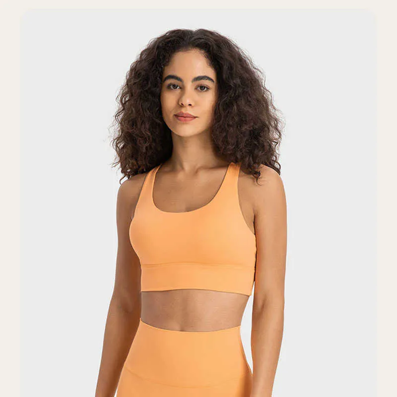 Naked Feel Lu 141 Mid Stretch Gym Scoop Back Sports Bra Shockproof Push Up  Crop Top For Womens Yoga, Athletic Fitness, And Workout 293C From Jk7860,  $19.11