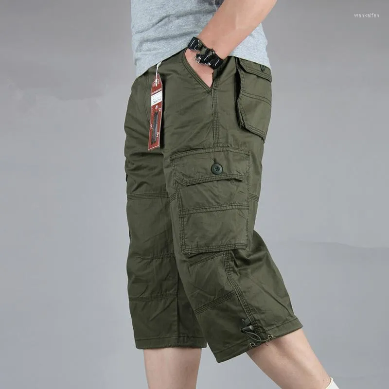 Shorts pour hommes été décontracté longue longueur Cargo hommes coton multi-poches Baggy culotte tactique militaire armée pantacourt