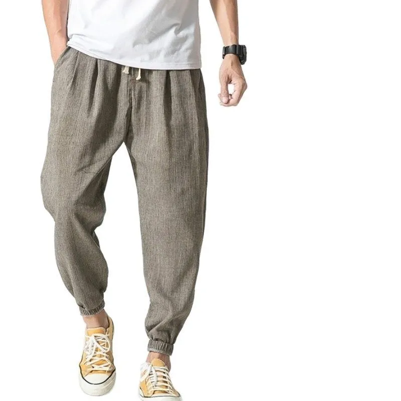 Men's Pants Chinese Style Harem Men Streetwear Casual Loose Joggers Mens Cotton Linen Sweatpants Anklelength Trousers S5XL 230707