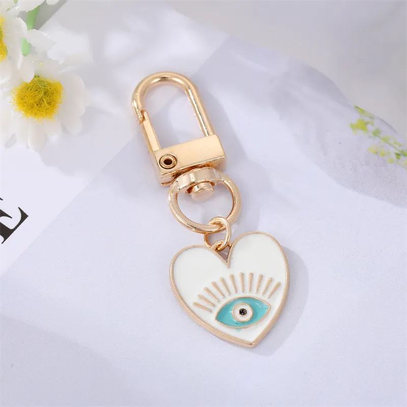 Creative Blue Evil Eye Keychain Pendant Diamond Love Rainbow Heart Eyelasges Bag Car Keychains Jewelry Deivl`s Eyes Key Chain