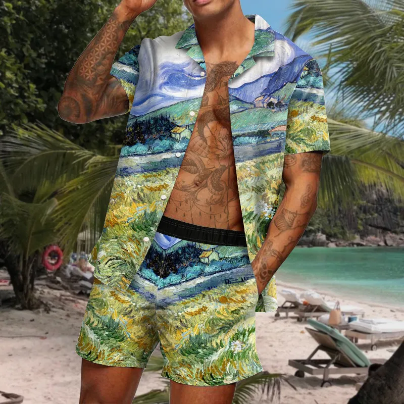 Stylish Mens Summer Tracksuit Set With Hawaii Beach Pants And