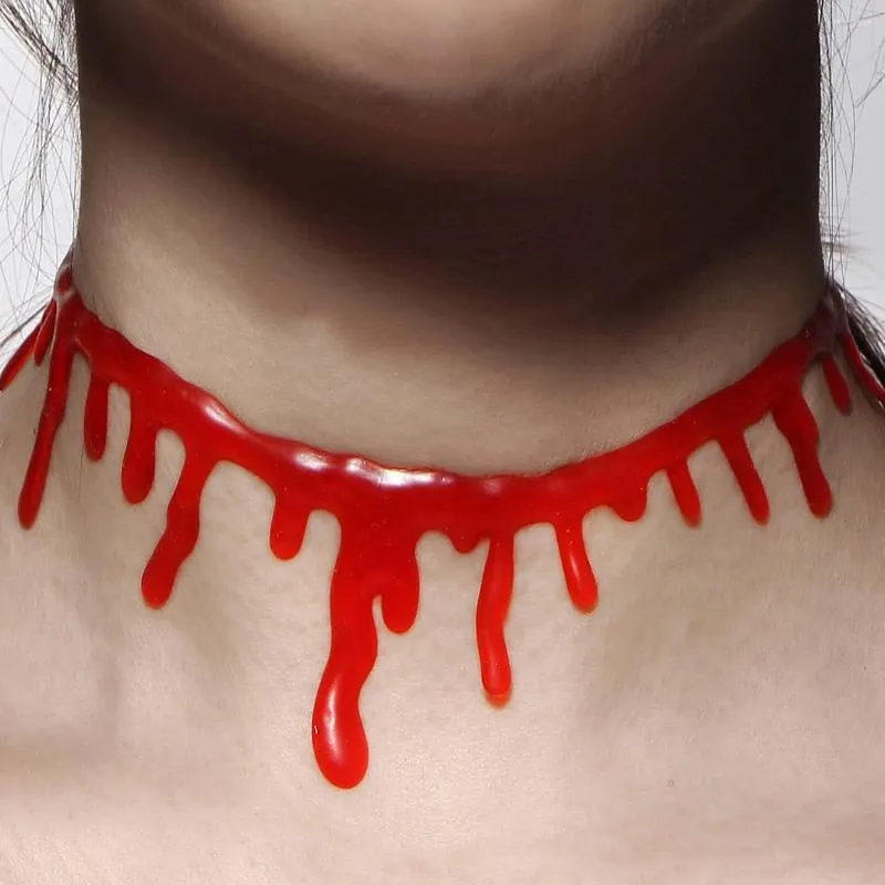 チョーカー 2023 ハロウィン装飾ネックレス創造的人格エミュレーション赤血チョーカー女性仮装パーティーアクセサリー卸売