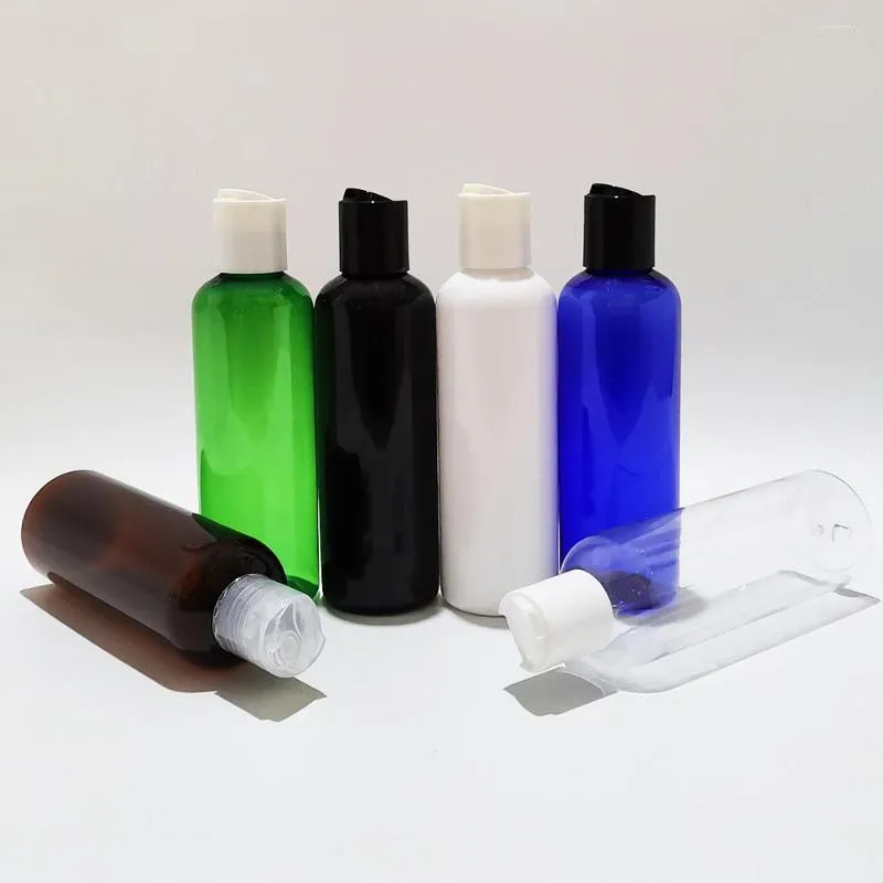 Storage Bottles 30pcs 200ml Plastic Transparent/Blue/Black Bottle For Shampoo Shower Gel Lotion With Disc Cap Refillable