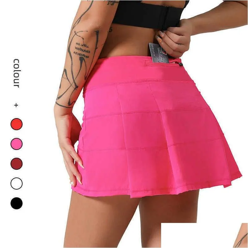 Accessoires de pêche L-22 jupe de tennis plissée femmes vêtements de sport shorts de sport femme course fitness danse yoga sous-vêtements plage vélo Dhawn