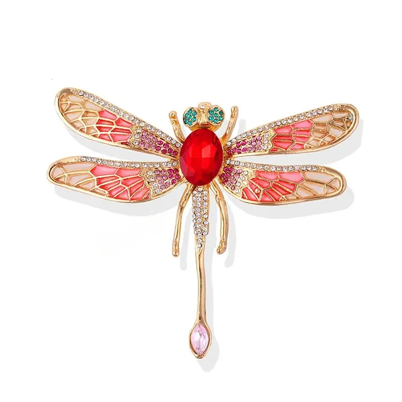 Libellule strass grandes broches mignon broche insecte mode cristal broches dame costume vêtements Corsage bijoux