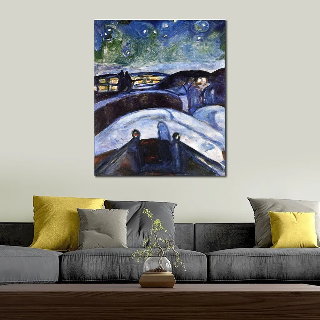 Arte su tela astratta Notte stellata Edvard Munch Pittura a olio artigianale Modern Decor Studio Apartment