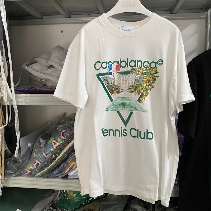 Herr T-shirts Tennis Club Casablanca T-shirt Herr Kvinnor 1 1 Kvalitet franska flaggan Oversized T-shirt Casa Blanca Top Tees Anime Kläder 230707