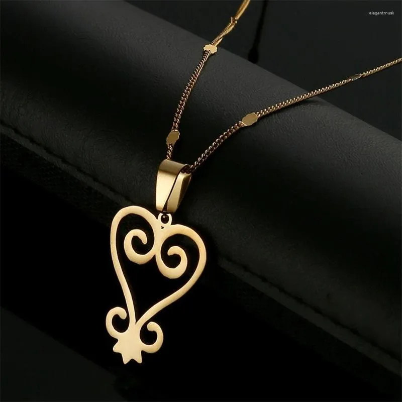 Pendant Necklaces Stainless Steel African Adinkra Symbol Necklace SANKOFA Learn From The Past Jewelry