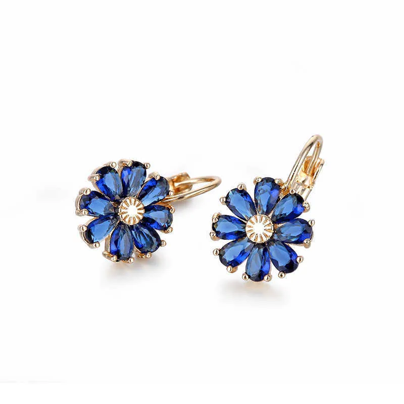 Floral Wedding Boho Studs Stud Earring Cute Jewelry Womens Ear Ring Zircon Flower Women Gold Plate Aesthetic Cz Cubic Zirconia Piercing Earrings Wholesalefor Bride