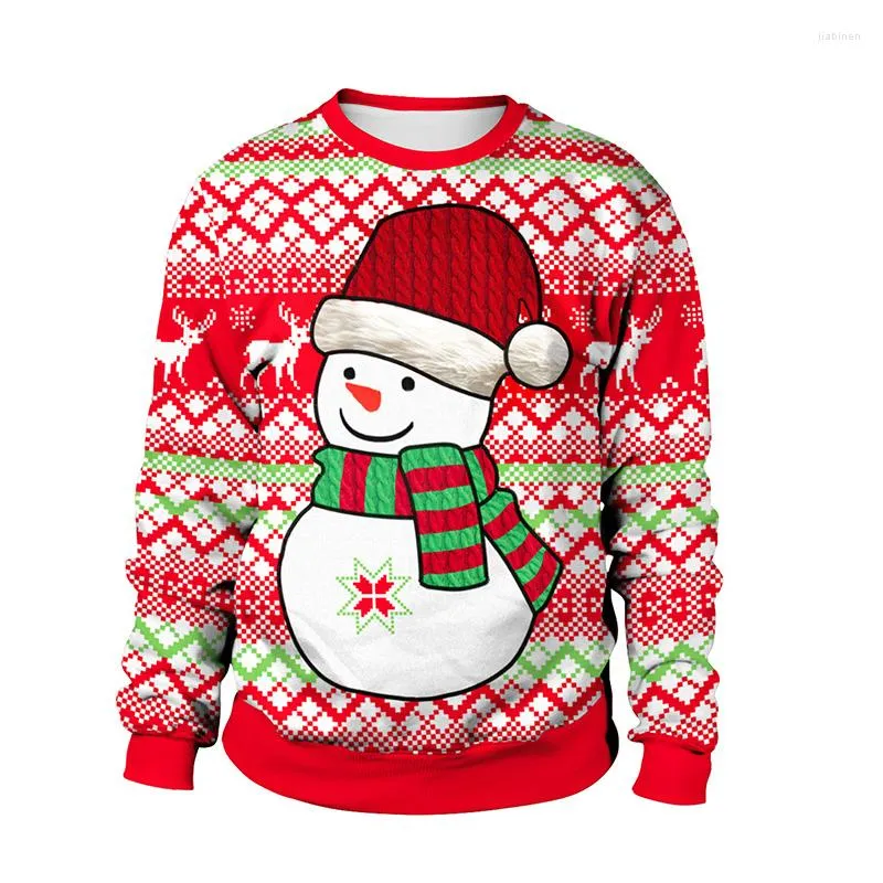 Hommes Pulls Hommes Femmes Ugly Christmas Funny Xmas Sweatshirts 3D Mignon Bonhomme De Neige Renne Imprimé Vacances Pull Tops Couples Pulls