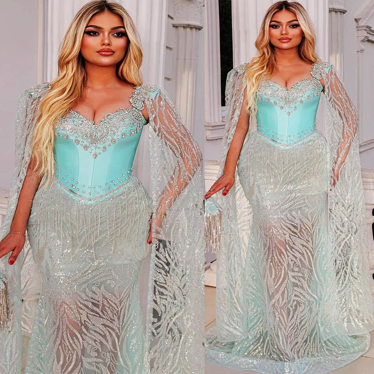 Mint Mermaid Fringe Prom Dress With Beaded Crystals Lace For 2023