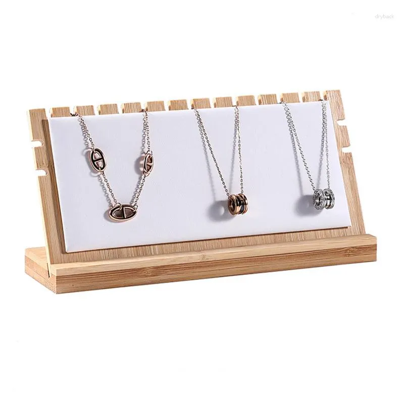 Jewelry Pouches Fashionable Necklace Display Stand Horizontal Detachable Wood Rack White Dark Green Black