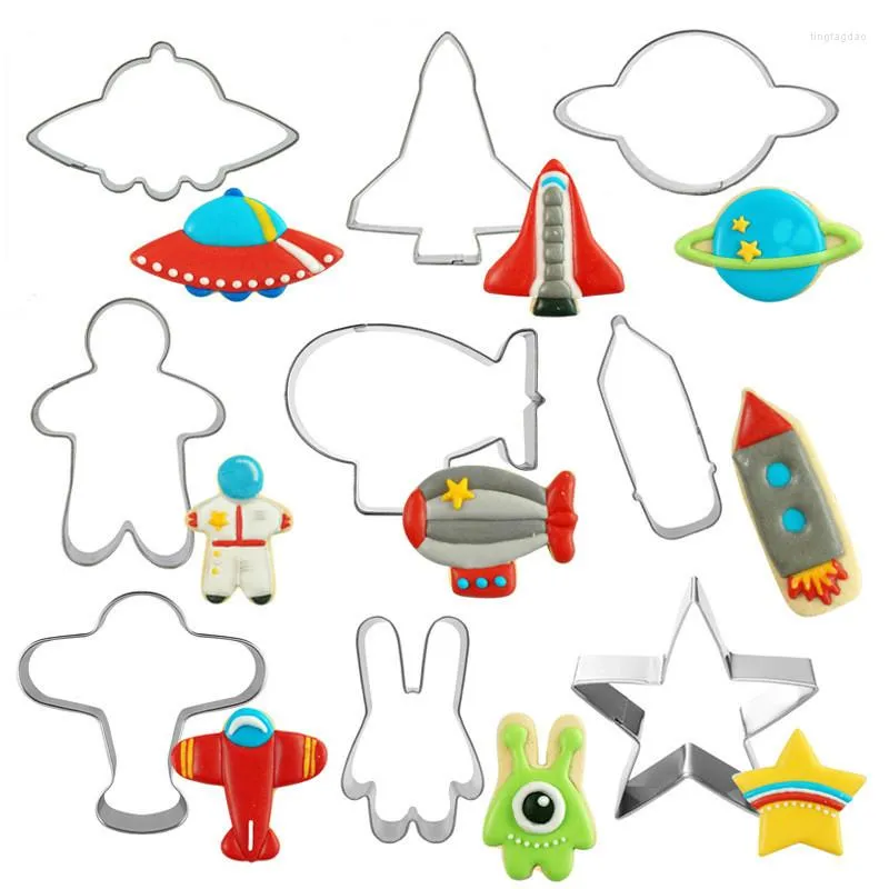 Baking Moulds 9Pcs Spacecraft Airplane Cookie Cutter Set Plane Cake Decor Mould Fondant Embossers Form Sugarcraft