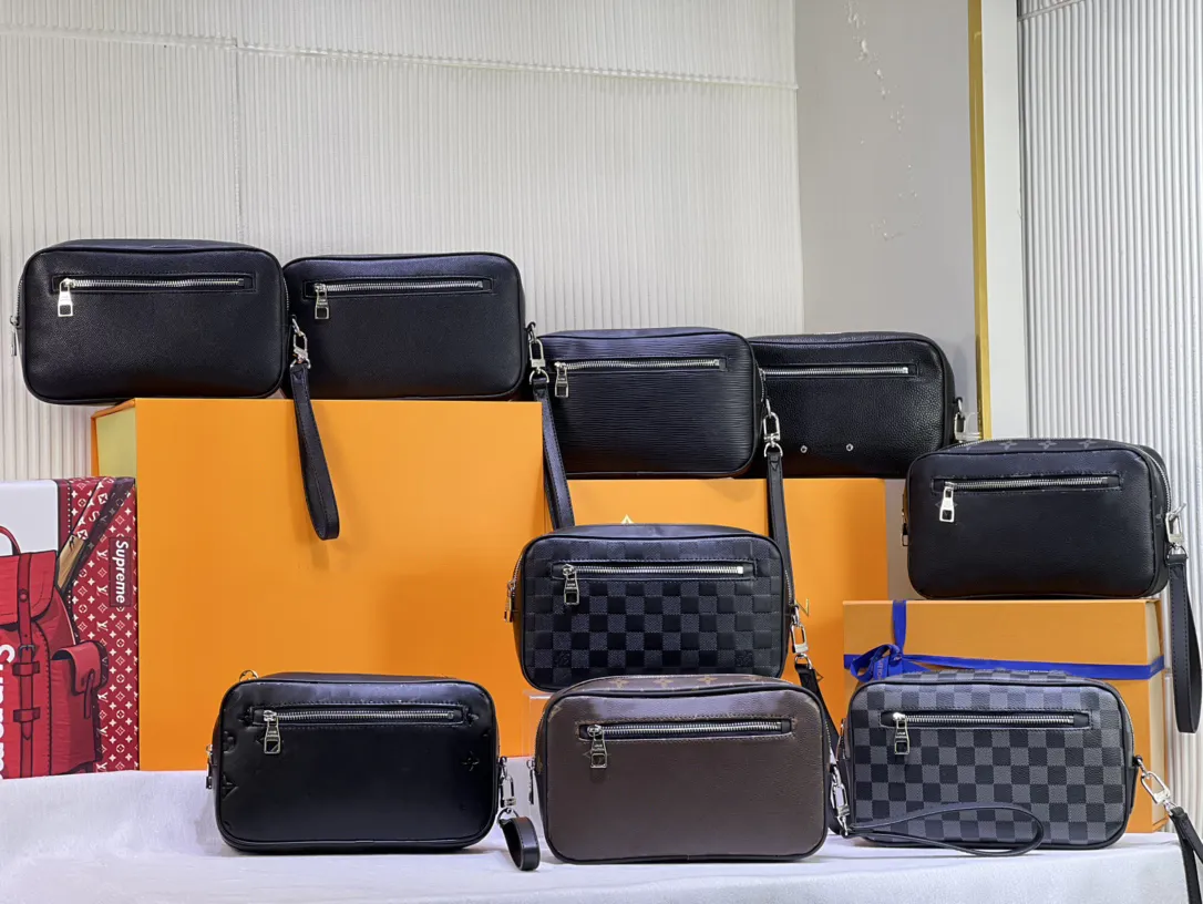 Multiple Pochette Kasai Handle bag Mens Monograms Embossed Leather Clutch Bag Damier Graphite Leather Designer Pouch Bag Mens Designers Bags M82076 M41662