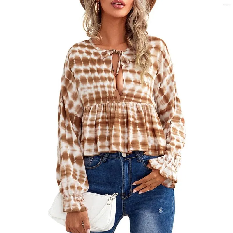 Women's Blouses Loose Bohemian T-shirts Sexy Lace Long Sleeve Shirt Hollow Out Spring Autumn Ruffles Pleated Tops Blusas