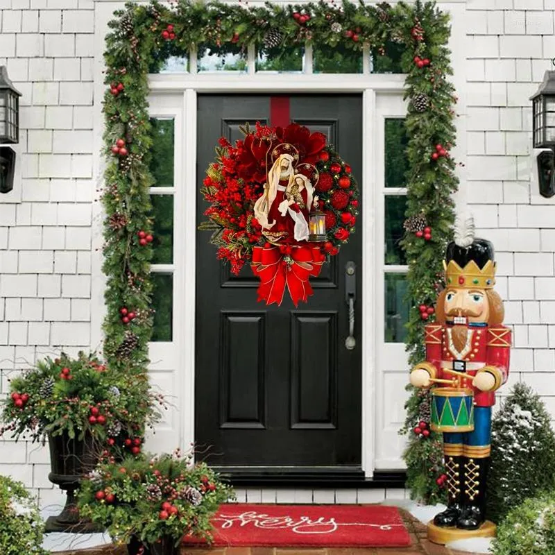 Dekorativa blommor AT35 helig julkrans konstgjord ytterdörr Välkomstskylt prydnad heminredning Glad träd