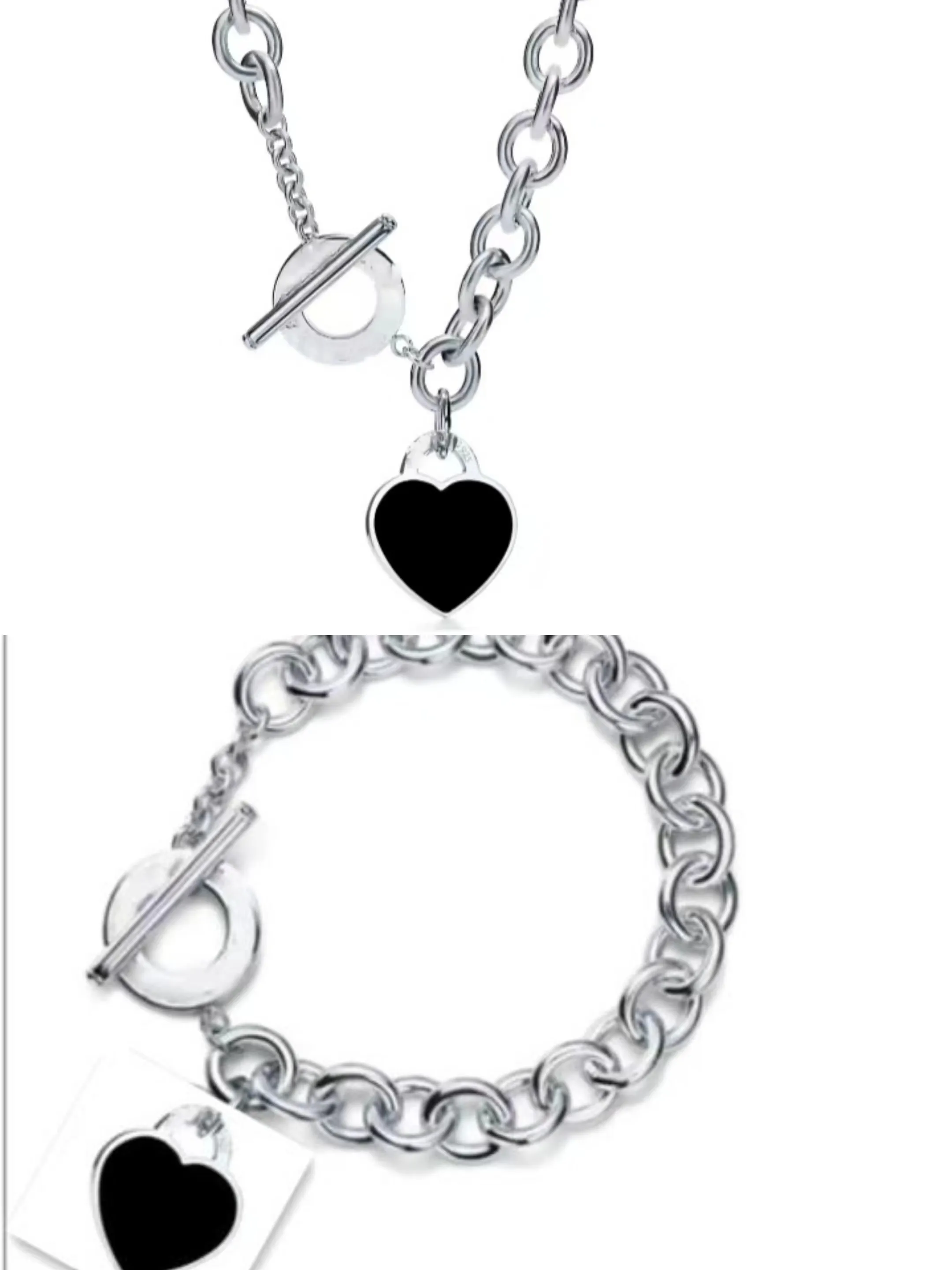 blå kärlek silver 14 cm 21 cm armband för kvinnokedjor länkar män vuxna smycken hjärtarmband set ring gör kit för flickor juveler designer par bröllop parti coolt