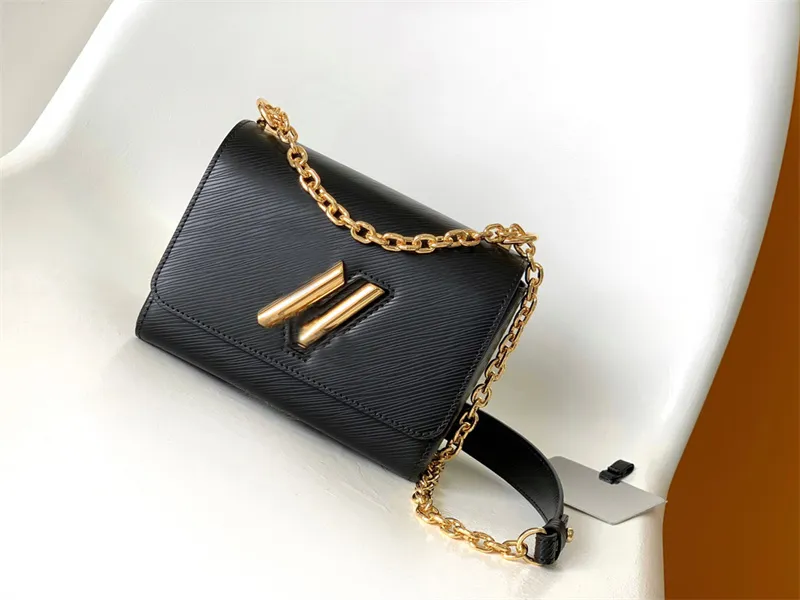 Sac à bandoulière en cuir Epi TWIST MM de luxe de styliste noir crée un sac à main en chaîne de taille de charme 7A qualité supérieure