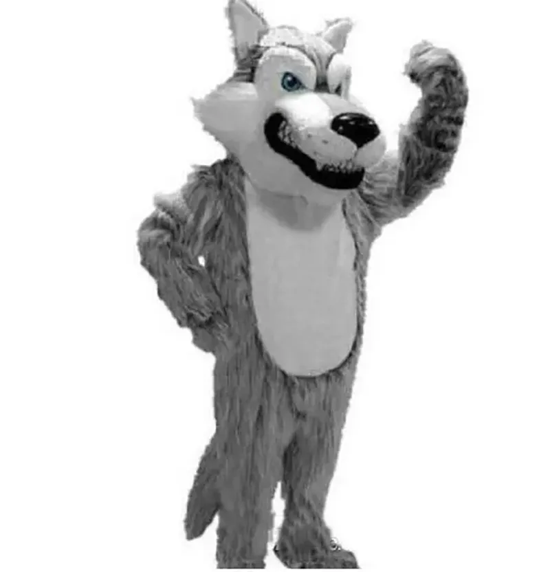Costumes de mascotte de loup gris d'halloween costume de personnage de dessin animé tenue de fête en plein air de noël taille adulte vêtements de publicité promotionnelle