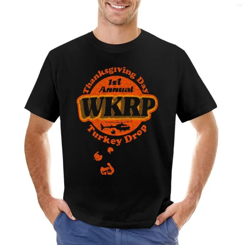 Polos Masculinos WKRP Turkey Drop T-Shirt Meninos Camisa Animal Print Graphics T Anime Blank Shirts Black T-shirts For Men